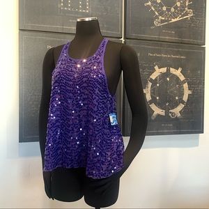NWT INTIMATELY FREE PEOPLE PURPLE SEQUIN SLEEVELESS TOP SIZE LG